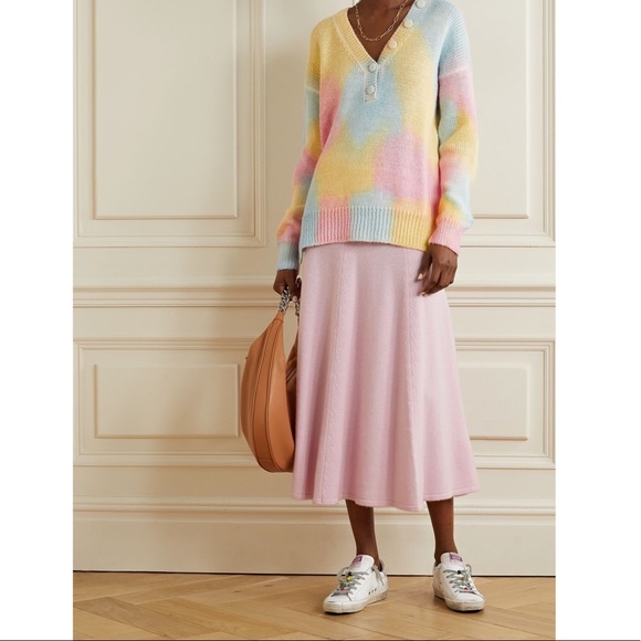 LoveShackFancy Naveen V-Neck Pullover Sweater Tie Dye Fairy Tale Women’s Small - Picture 6 of 16